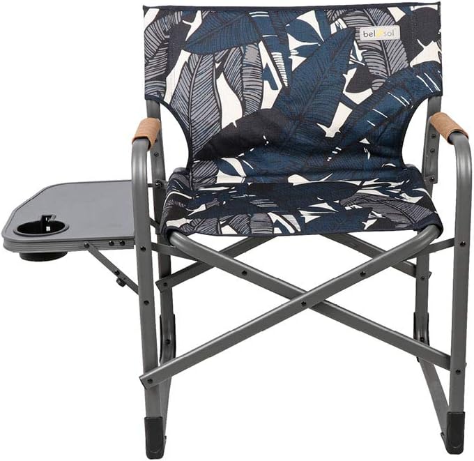 campingstuhl blau weiß Bel-Sol Campingstuhl Benedikt Blau – Seitentisch, Getränkehalter, PU-Armlehnen – ChamounStore