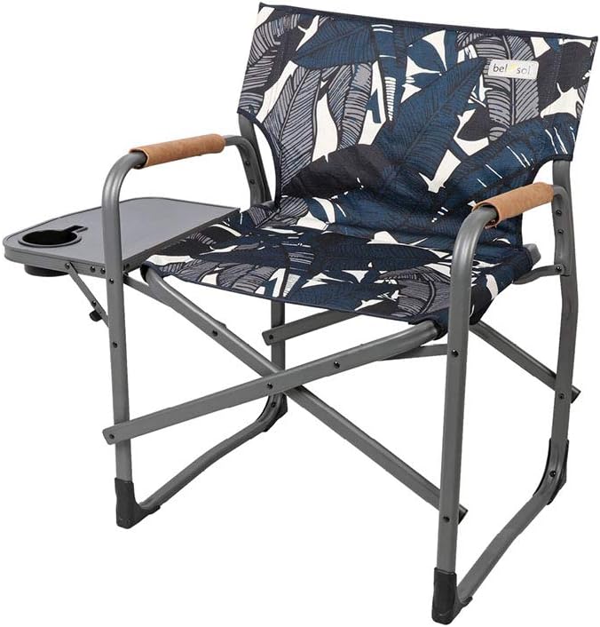 bel-sol campingstuhl Bel-Sol Campingstuhl Benedikt Blau – Seitentisch, Getränkehalter, PU-Armlehnen – ChamounStore